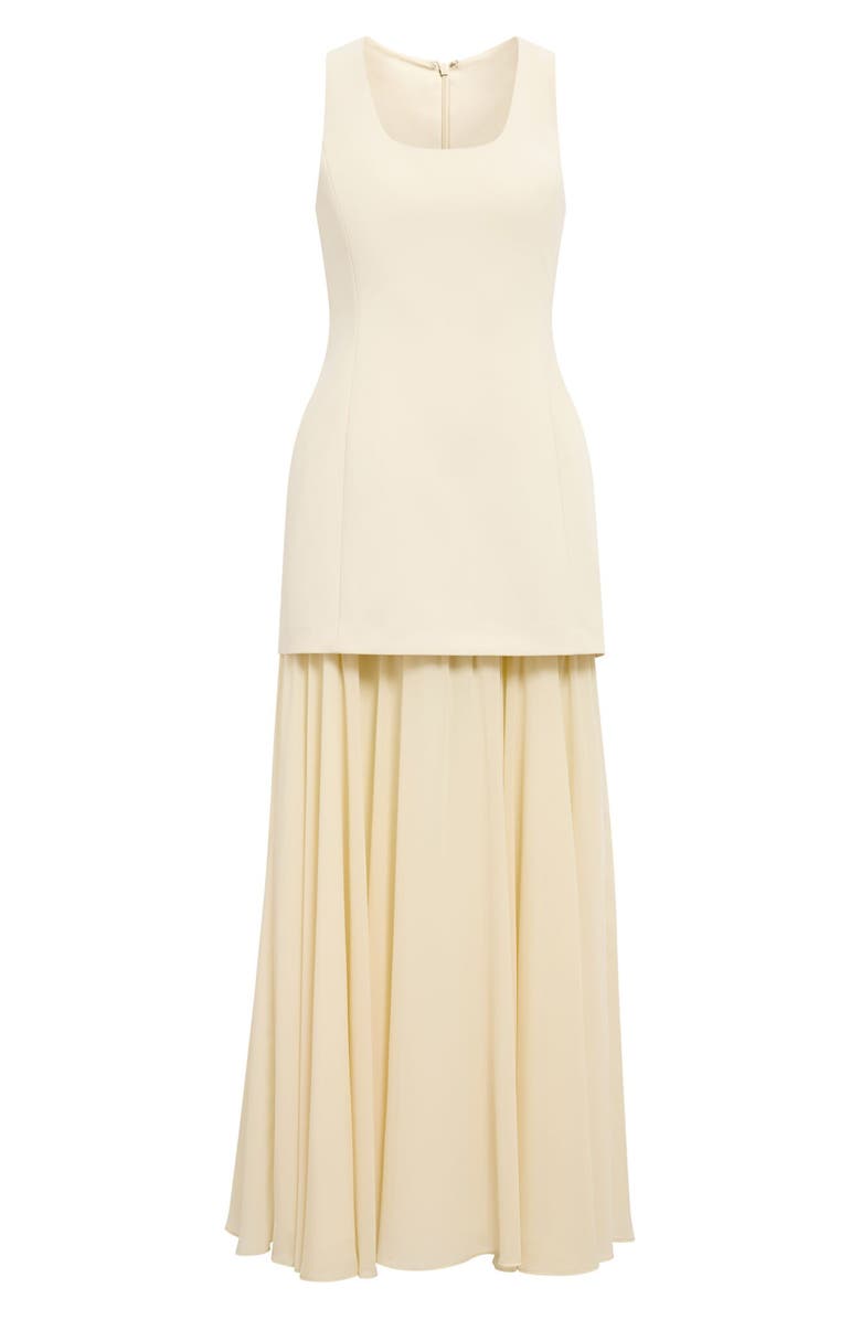 Ever New Melva Sleeveless Mixed Media Maxi Dress, Alternate, color, Almond Oil