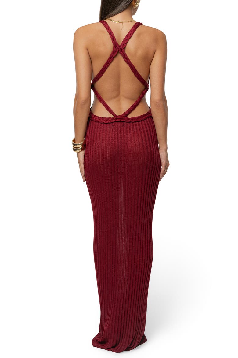Drift & Dream Open Back Body-Con Maxi Sundress, Alternate, color, RED