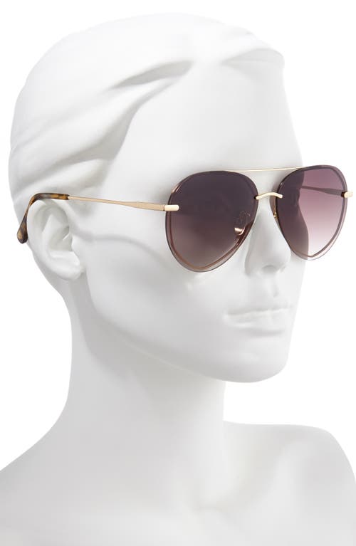 Diff Lenox 61mm Round Flat Front Aviator Sunglasses In Gold/brown