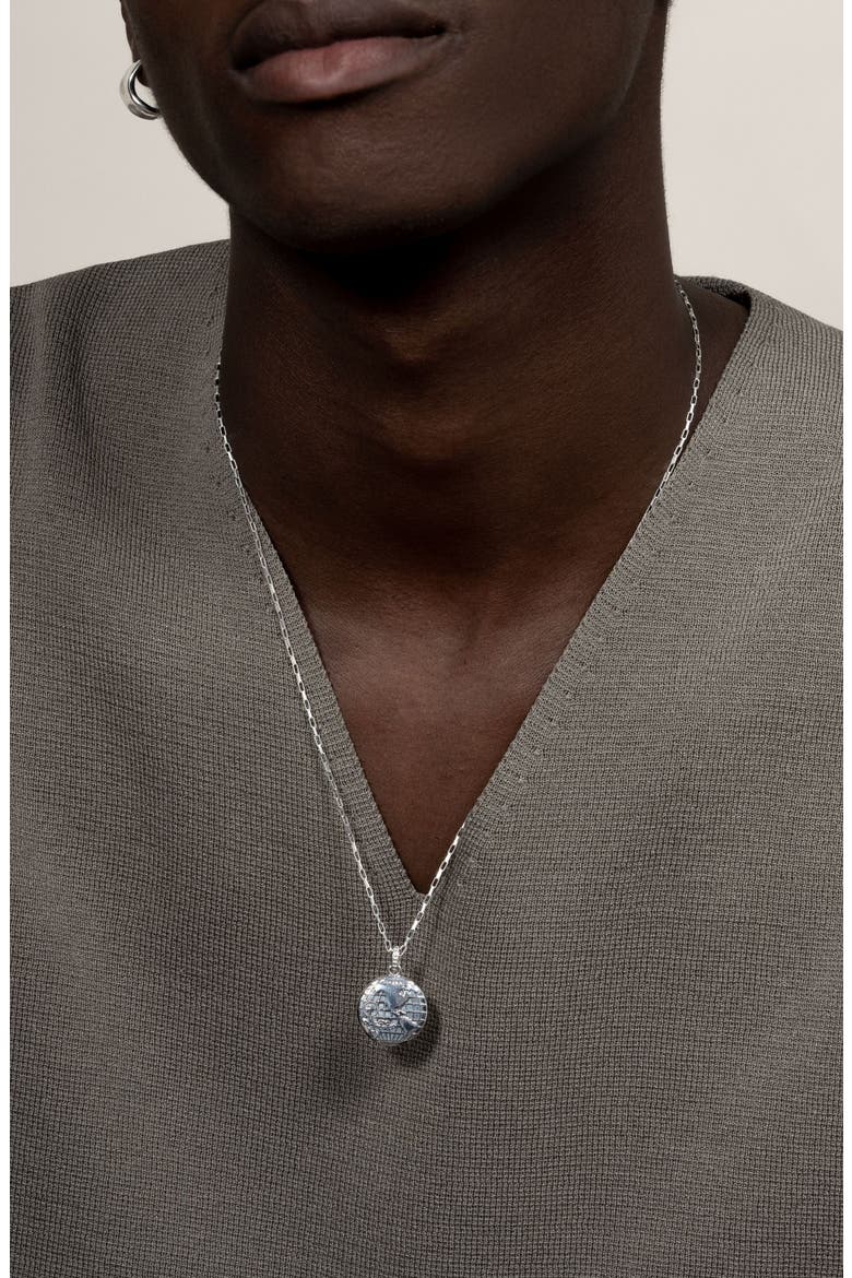 Men's One World Talisman Necklace, Alternate, color, Sterling Silver