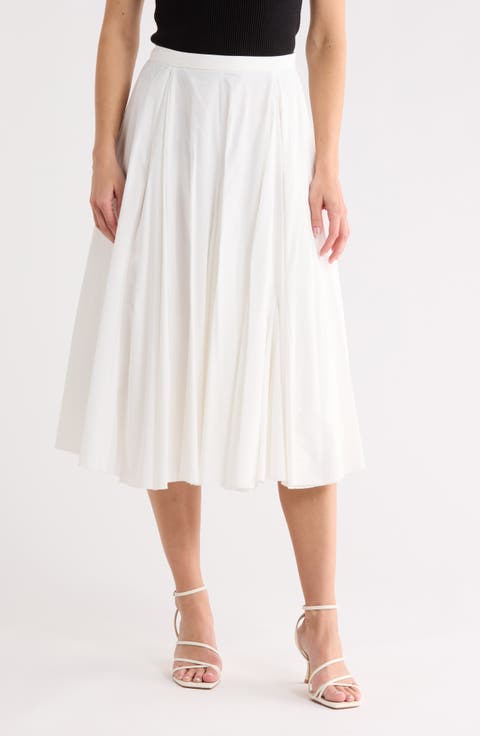 Flared Godet Midi Skirt