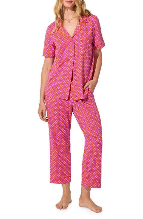 Print Jersey Crop Pajamas (Regular & Plus)