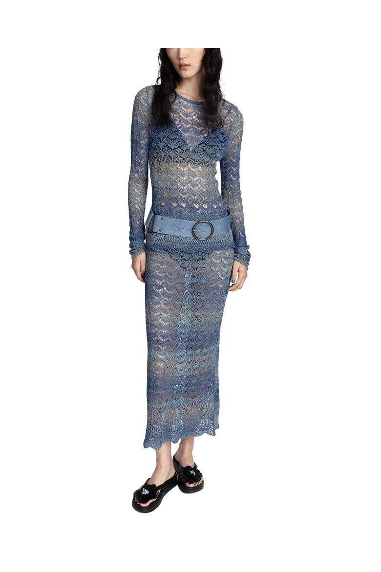 Ombre Space Dye Crochet Top- Twilight Blue, Alternate, color, Twilight