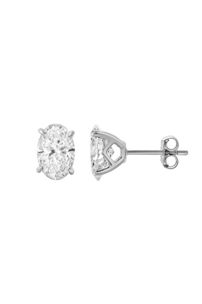 Ellora 14K Gold Lab Grown Oval Solitaire Diamond Earrings - 2.03 Cts, Main, color, 14K White Gold