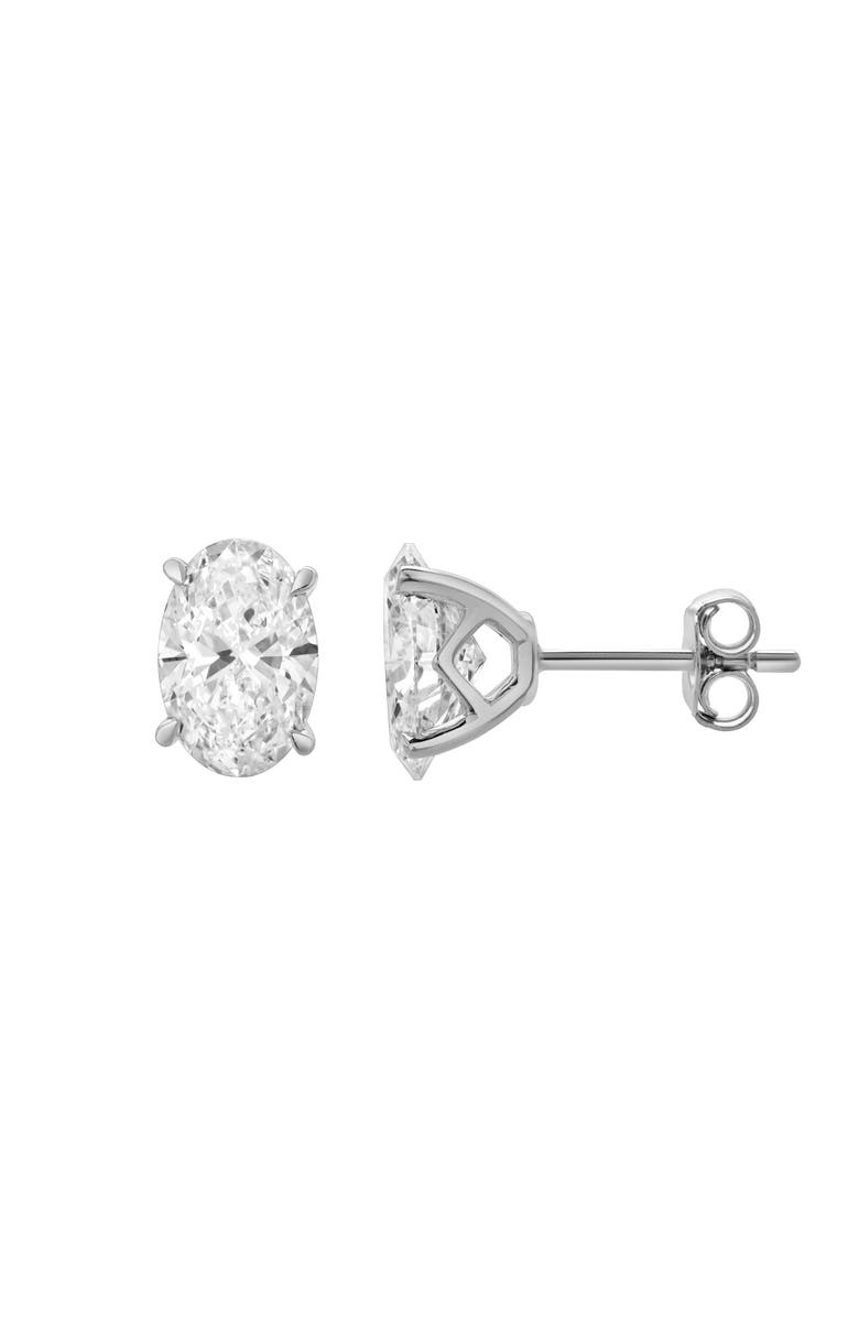 LuvMyJewelry Ellora 14K Gold Lab Grown Oval Solitaire Diamond Earrings - 2.03 Cts, Main, color, 14K White Gold
