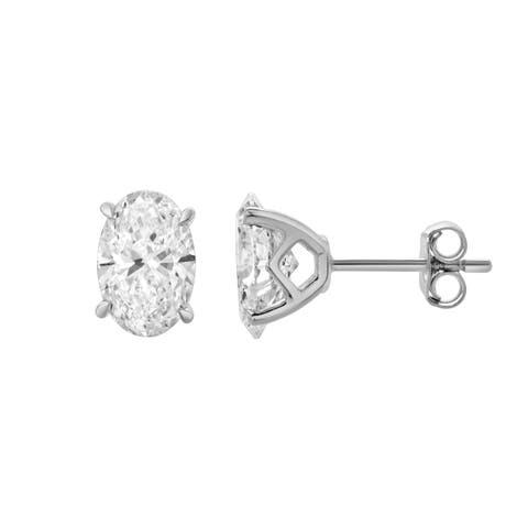 Ellora 14K Gold Lab Grown Oval Solitaire Diamond Earrings - 2.03 Cts