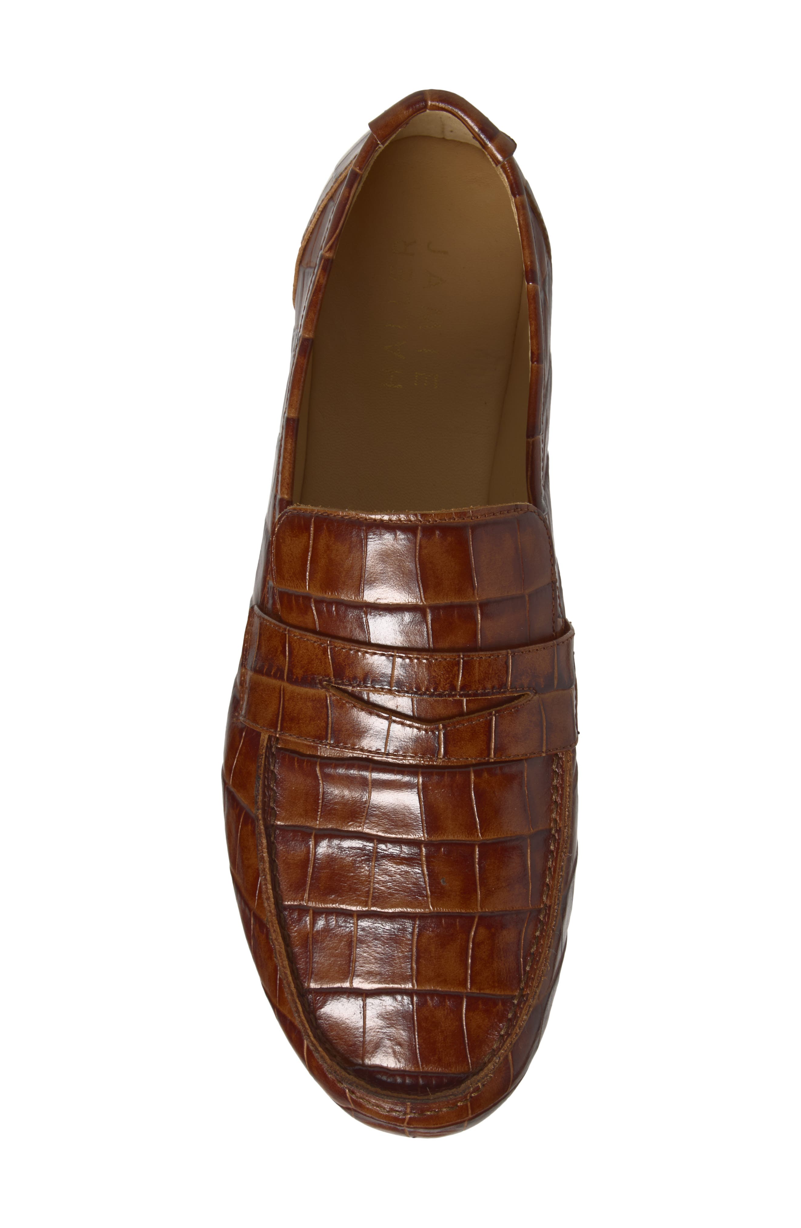 The Croc Embossed Penny Loafer, Alternate, color, BROWN CROC
