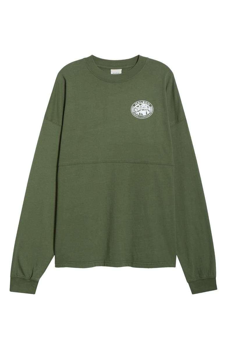 Malbon Golf Horizon Long Sleeve Cotton Graphic T-Shirt, Main, color, Olivine