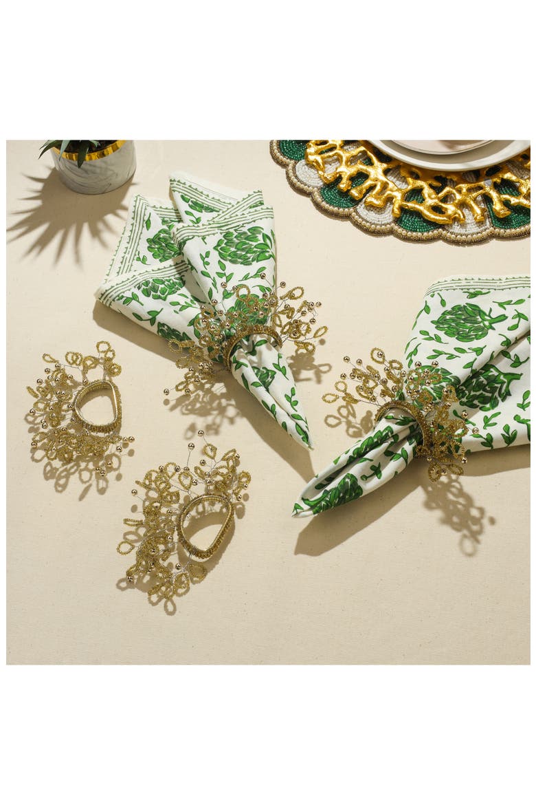 Golden Gleam Set of 4 Napkin Rings, Alternate, color, GOLD