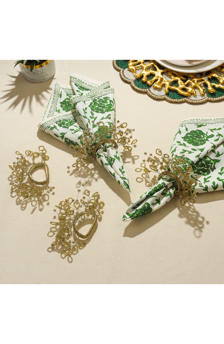 Tiramisu Golden Gleam Set of 4 Napkin Rings, Alternate, color, Gold