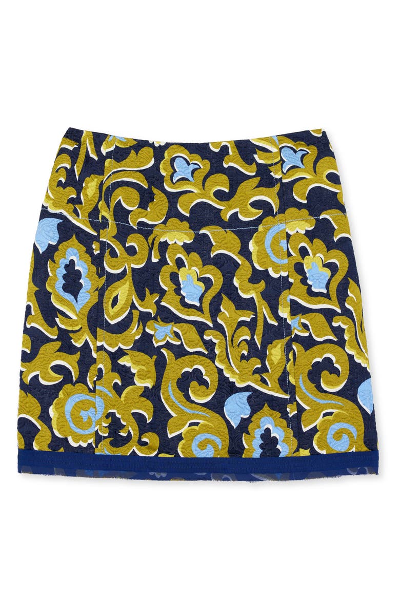 ST. JOHN Western Paisley Print Cotton Blend Matelassé Miniskirt, Alternate, color, 