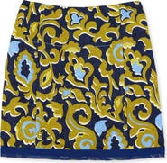 ST. JOHN Western Paisley Print Cotton Blend Matelassé Miniskirt