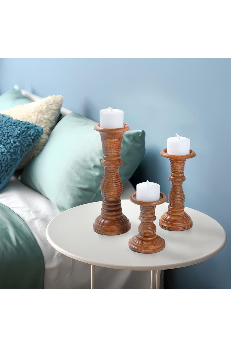 Jharna Pillar Candleholder Set - Natural, Alternate, color, Natural