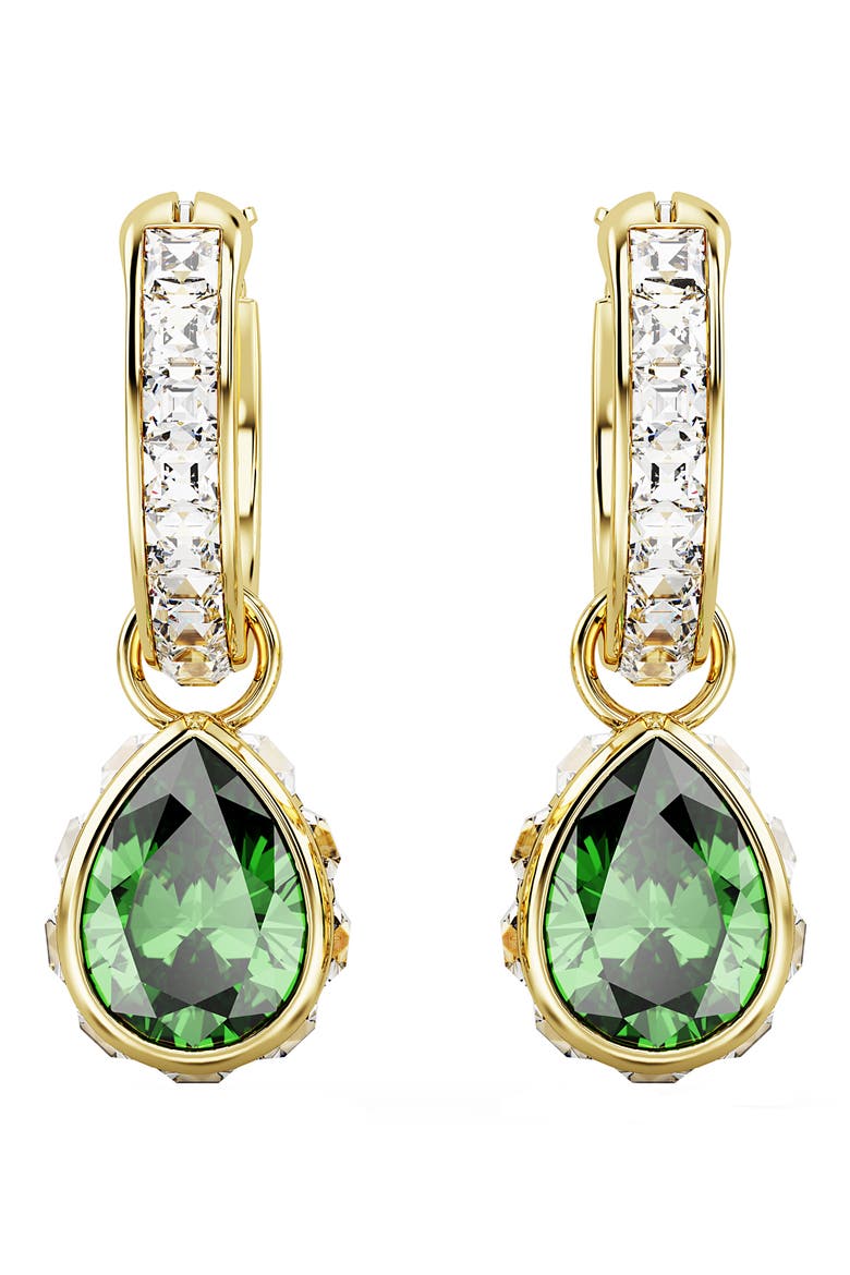Chroma Crystal Hoop Drop Earrings, Main, color, GREEN