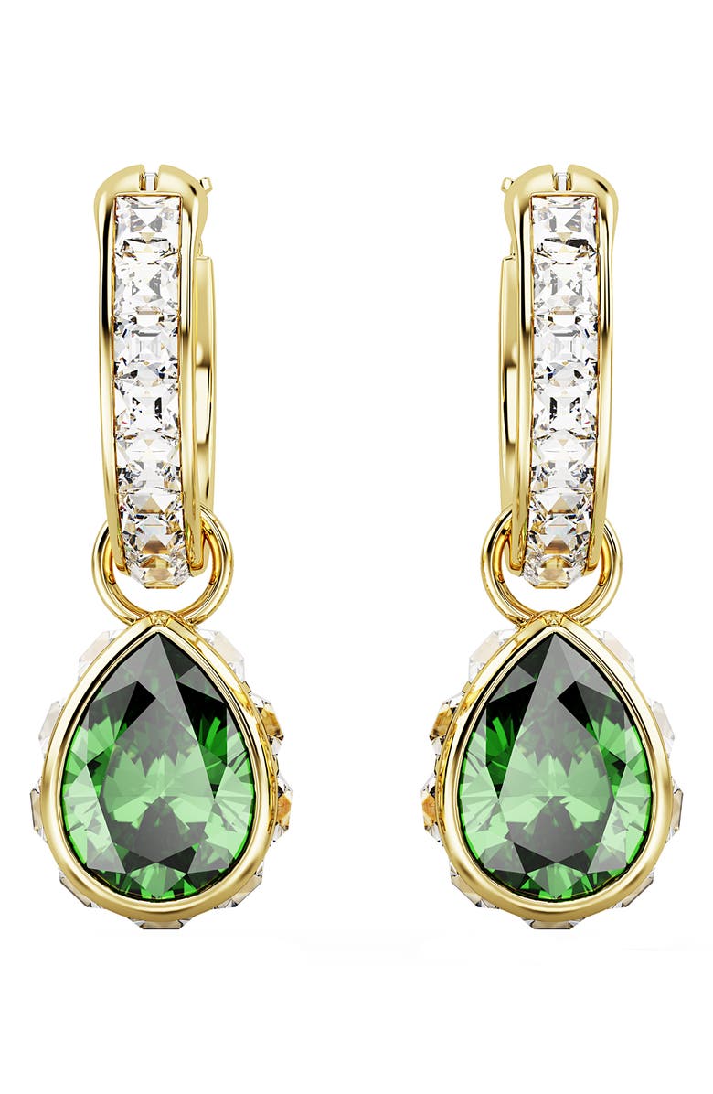 Swarovski Chroma Crystal Hoop Drop Earrings, Main, color, Green