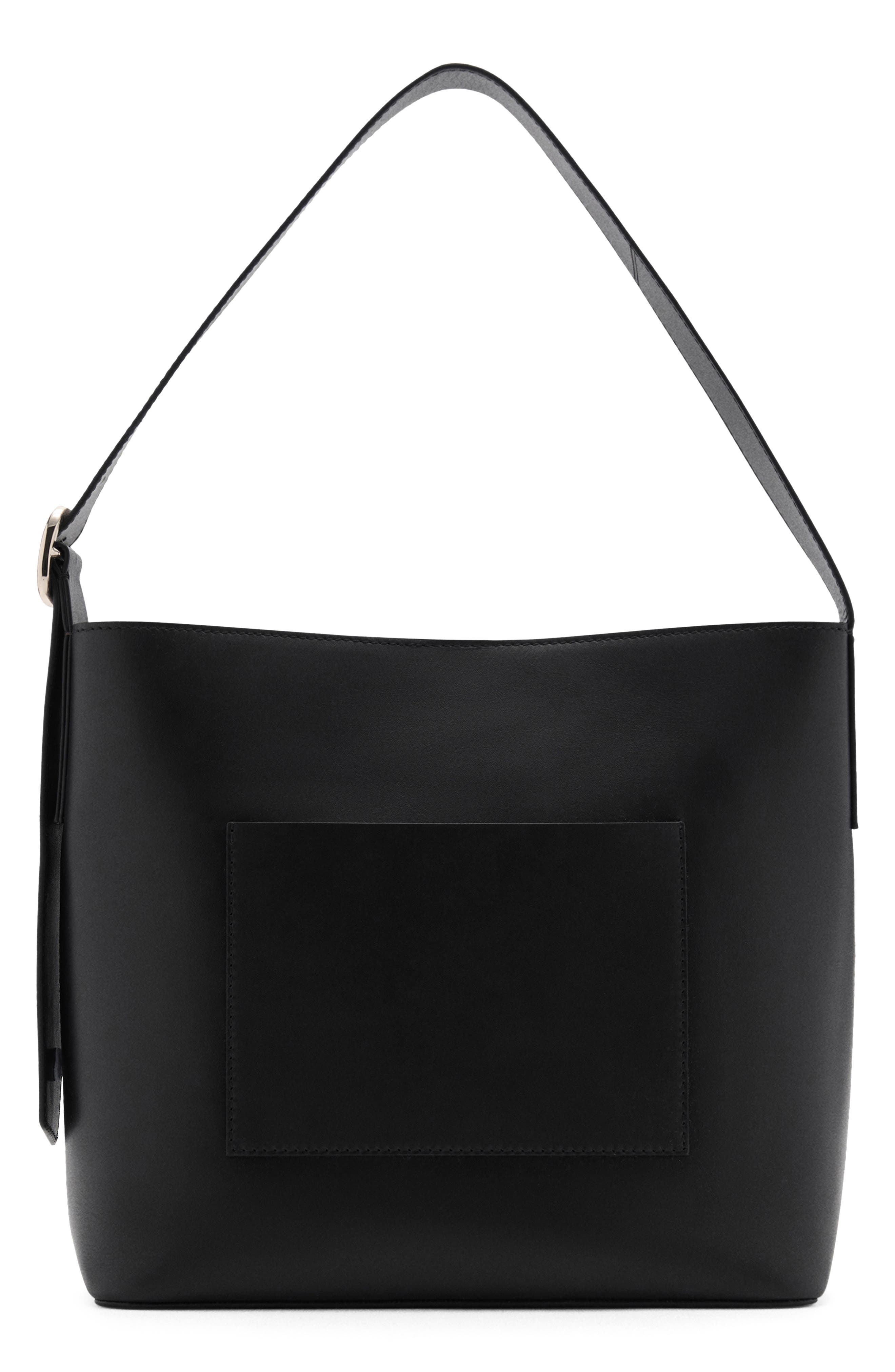 MANGO Leather Shopper Tote, Main, color, 