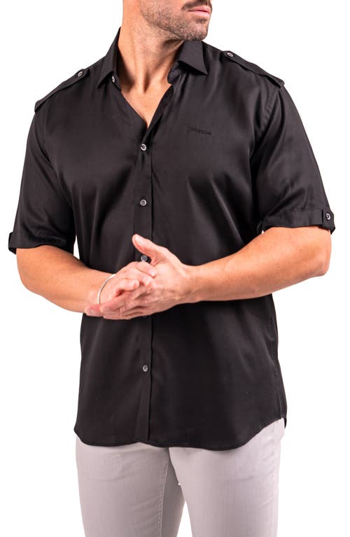 Maceoo Munich Resistance0174 Black Short Sleeve Button-up Shirt