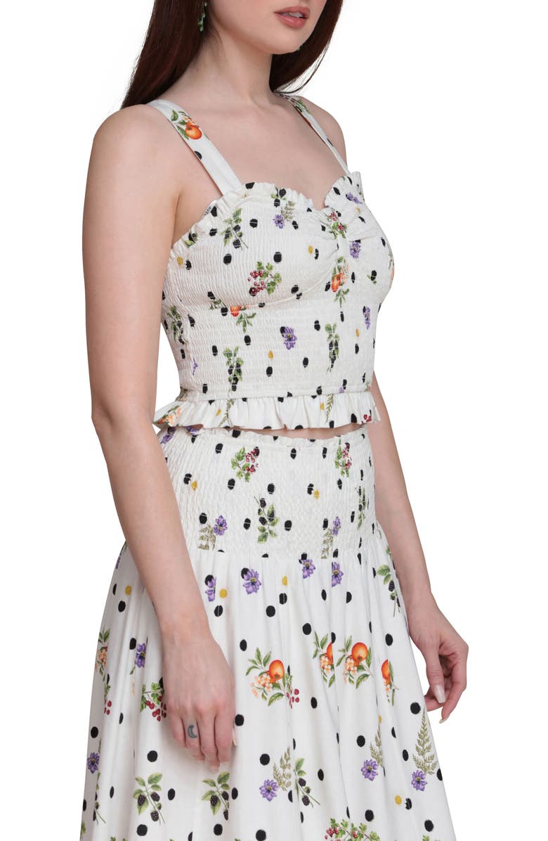 Avec Les Filles Flower & Polka Dot Smocked Tank, Alternate, color, Cream Scattered Botanical