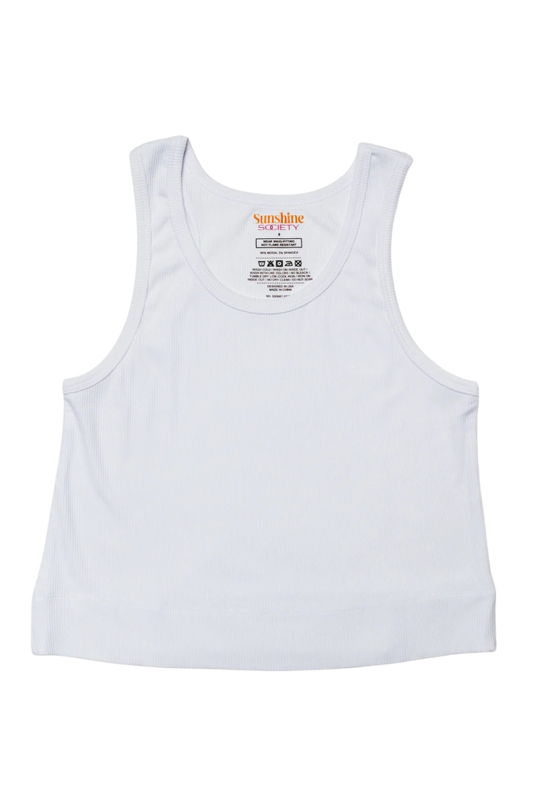 Girls' Classic Ribbed Tank Top, Main, color, White