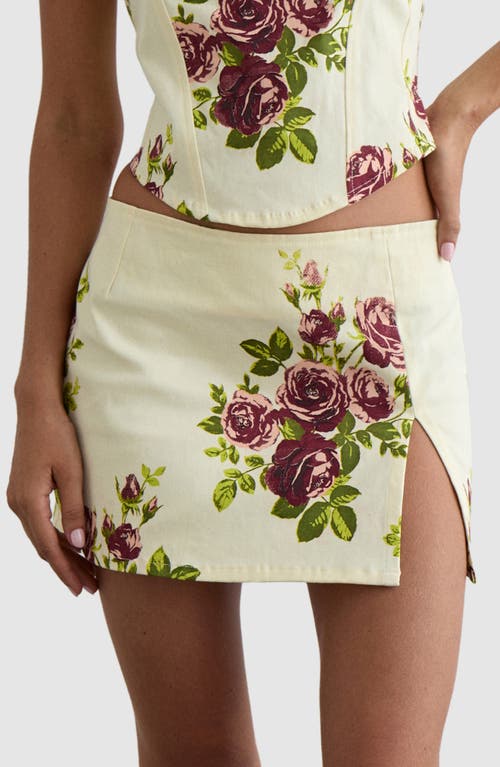 Motel Pravara Floral Stretch Cotton Miniskirt In White