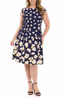 Cap Sleeve Fit & Flare Dress
