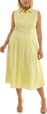 Nicole Miller Sleeveless Poplin Midi Shirtdress