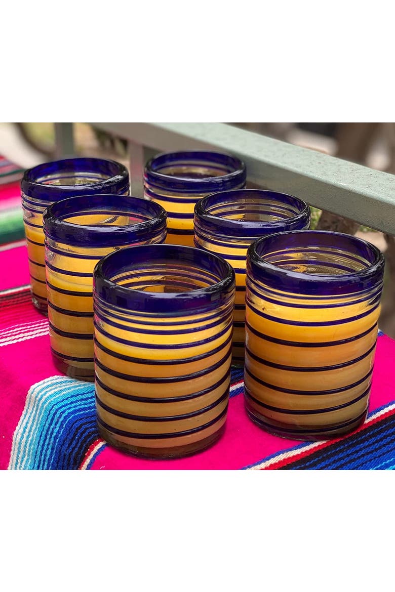 Tumbler Glasses with Spiral  - Set of 6 Tumbler, Alternate, color, Cobalt