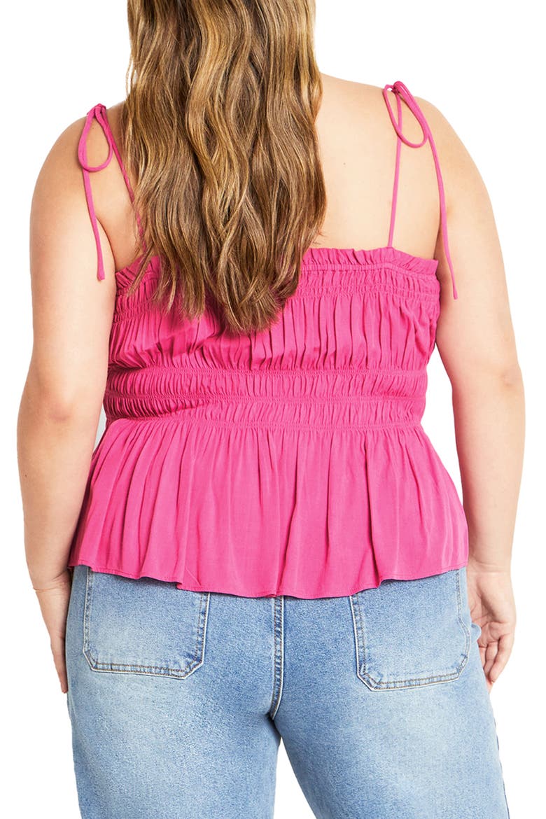 Lyla Tie Strap Peplum Tank, Alternate, color, FUCHSIA