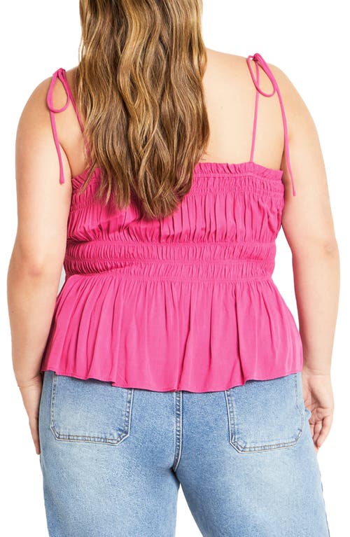 City Chic Lyla Tie Strap Peplum Tank In Pink