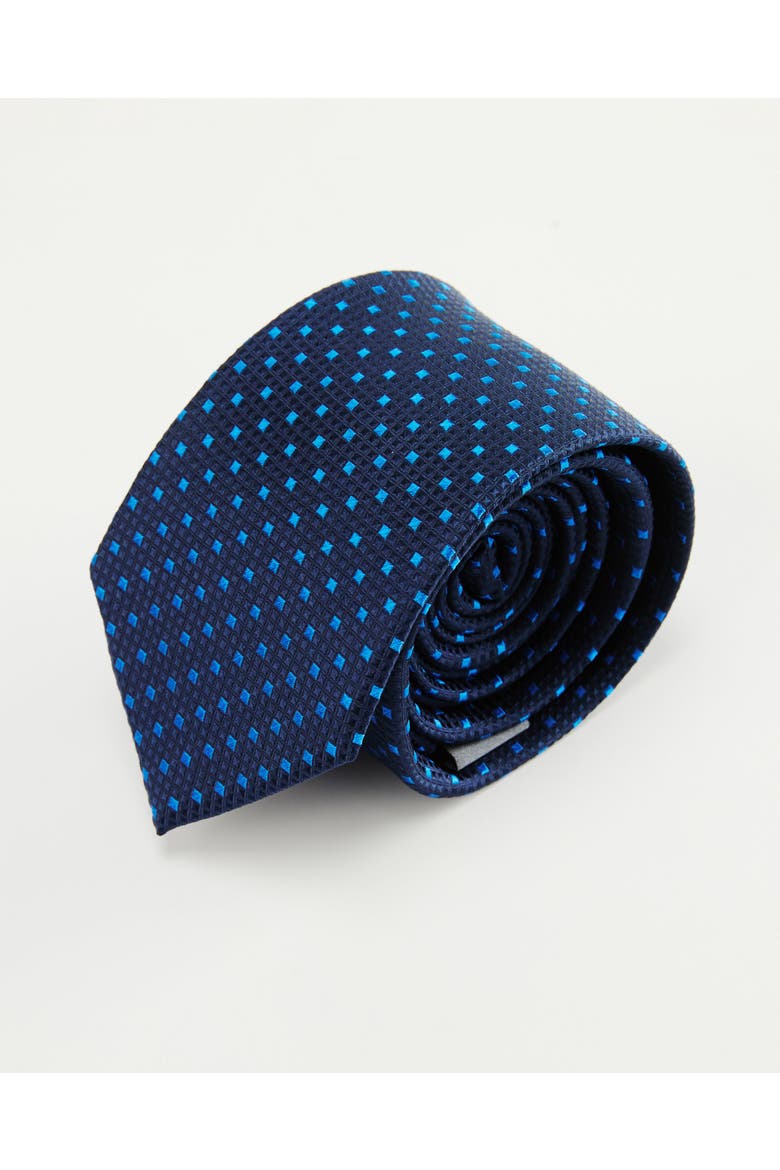 Diamond Grid Silk Jacquard Tie, Main, color, Navy