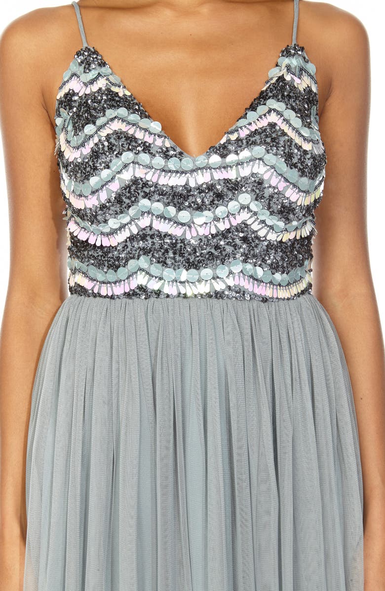 Lace & Beads Amika Sequin & Mesh Party Dress, Alternate, color,