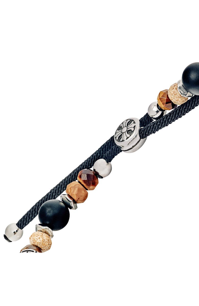 Link Up Semi-Precious Beads With Stainless Steel Pull Cord Closure, Alternate, color, Brown