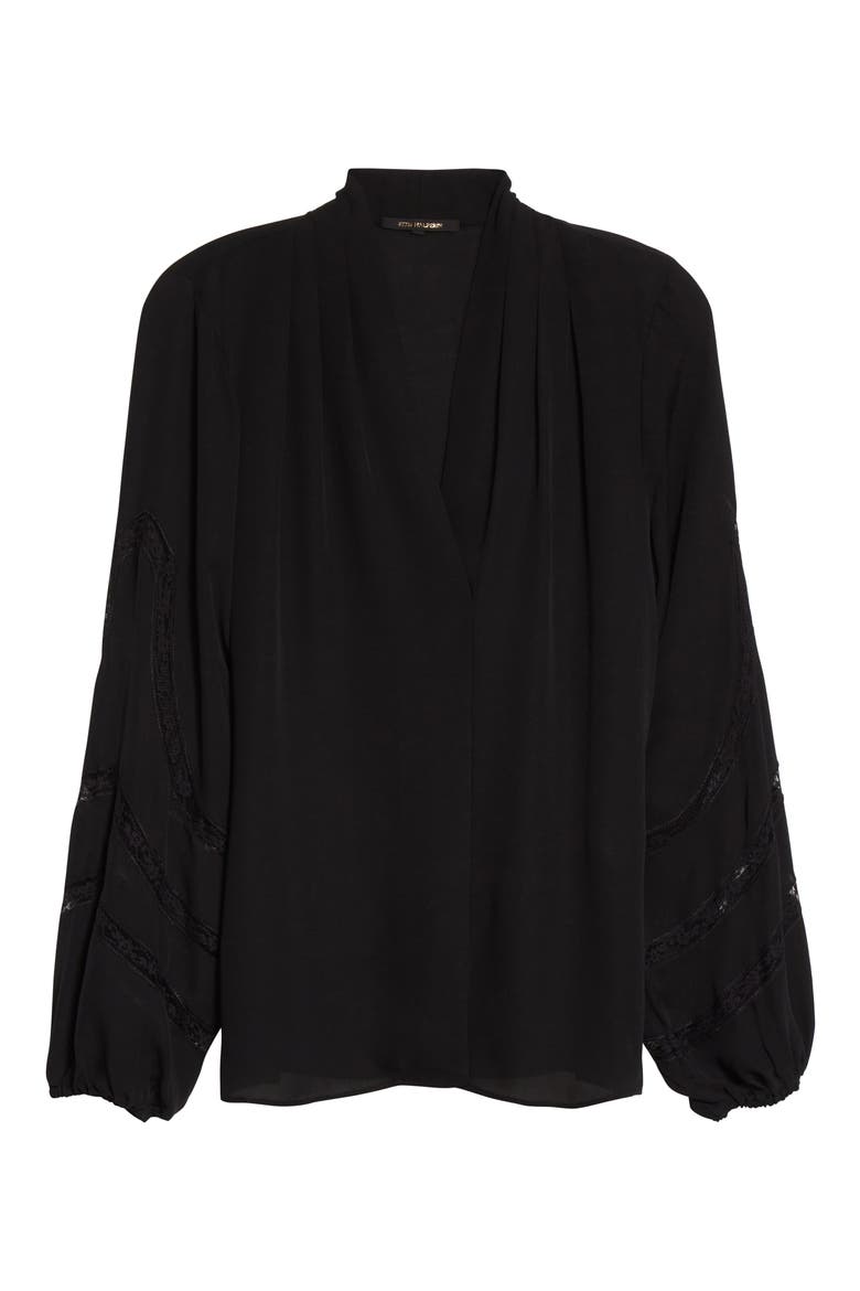 Lala Silk Blouse, Alternate, color, BLACK