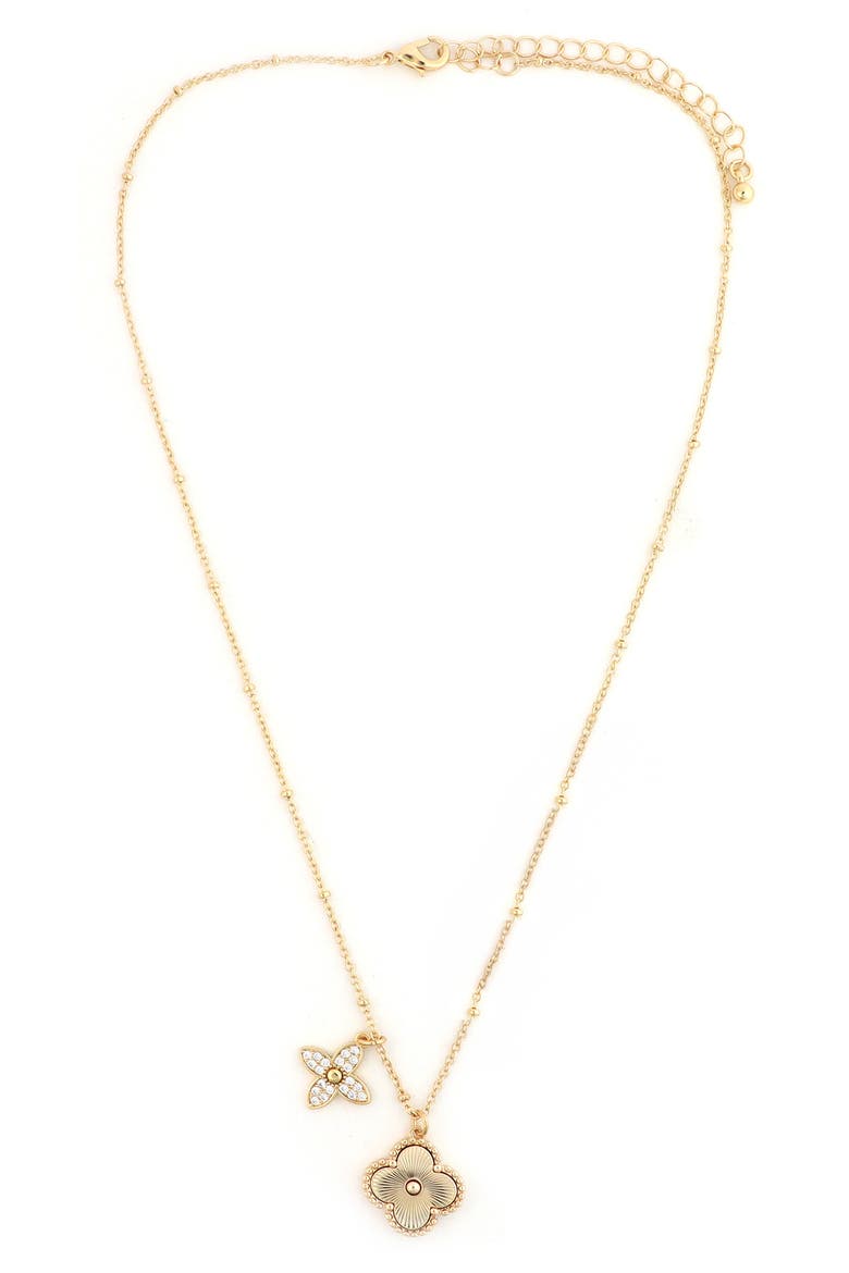 Crystal Clover Charm Necklace, Main, color, GOLD