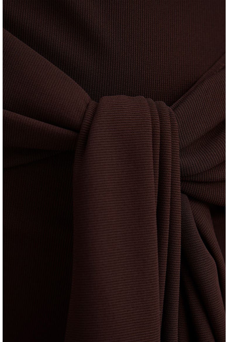 Piper Draped One-Shoulder Midi Dress, Alternate, color, CHOCOLATE