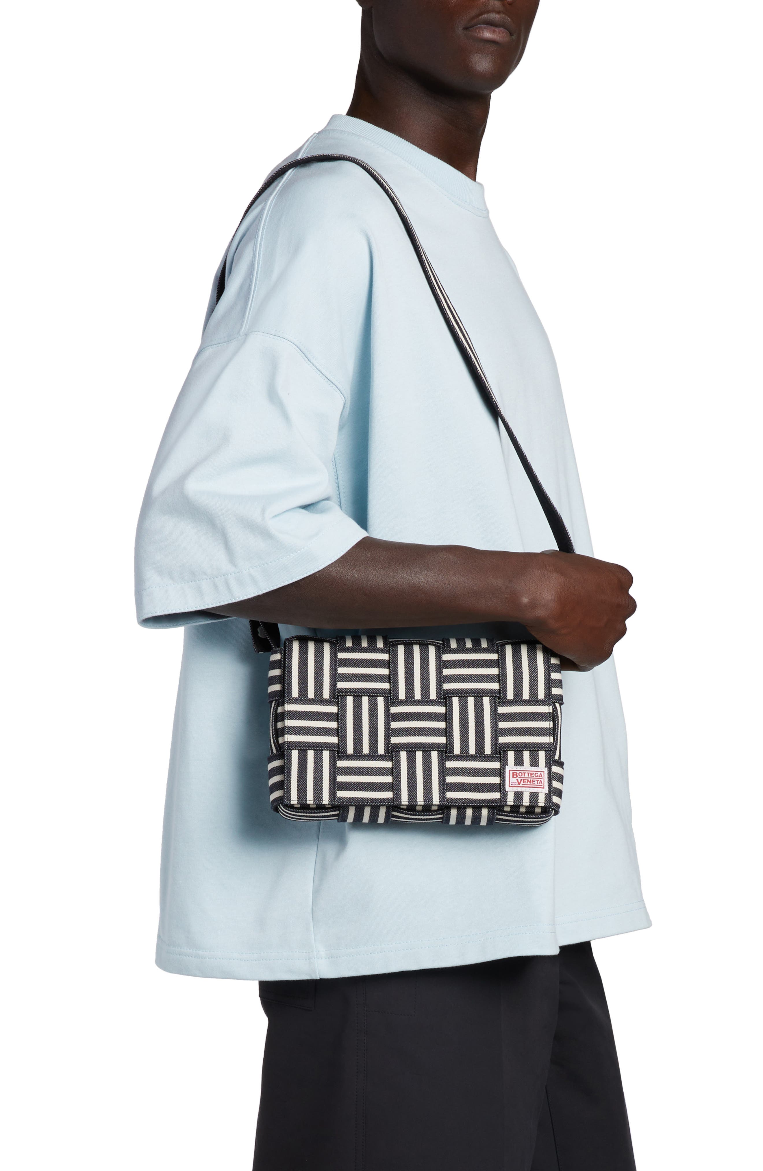 Bottega Veneta Medium Cassette Intrecciato Denim Shoulder Bag, Alternate, color, 