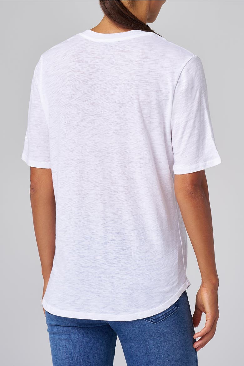 Slub Jersey V-Neck Elbow Sleeve Tee, Alternate, color, White