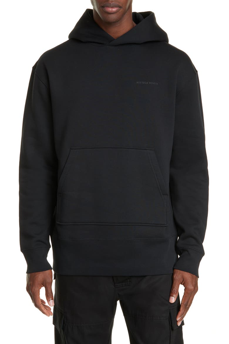 Logo Cotton Blend Hoodie, Main, color, NERO