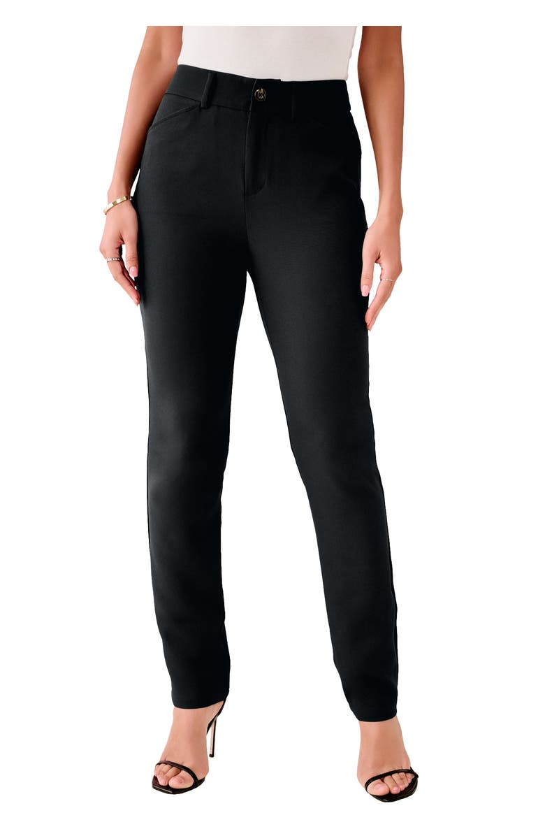 Roaman's Bi-Stretch Straight Leg Pants, Main, color, Black