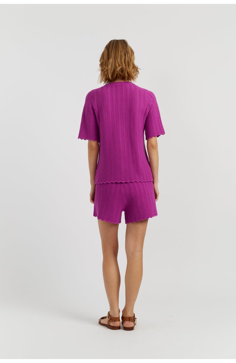 Chinti & Parker Cotton Crochet Tee, Alternate, color, Magenta