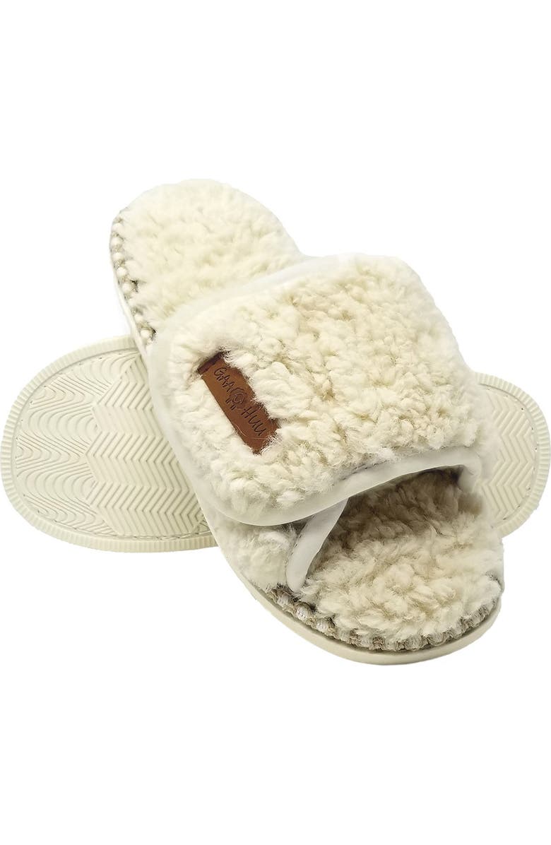 GAAHUU Berber Adjustable Faux Fur Scuff Slipper, Main, color,