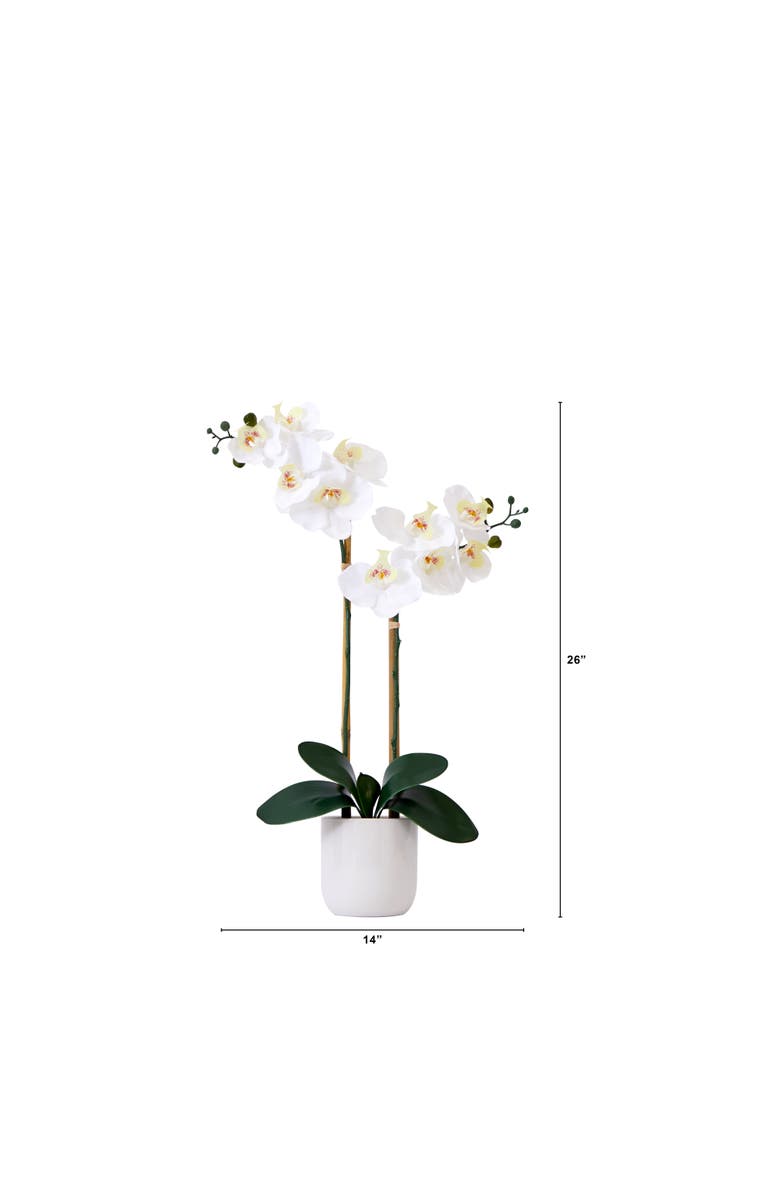 NEARLY NATURAL 26-in Artificial Double Orchid Phalaenopsis with Decorative Vase, Alternate, color, White