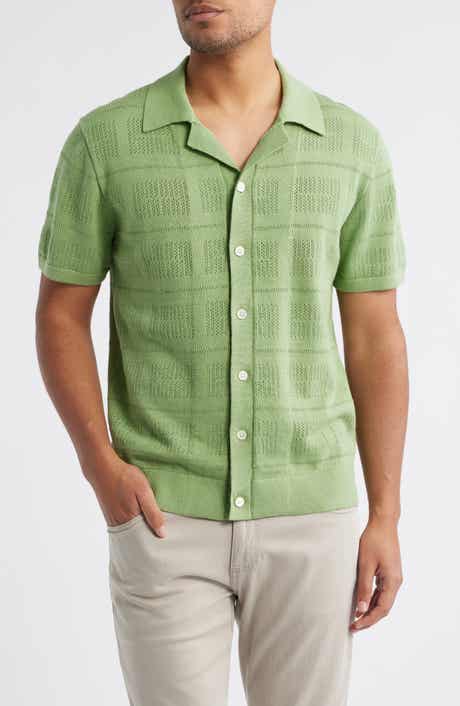 Rails Yates Pointelle Cotton & Linen Knit Camp Shirt