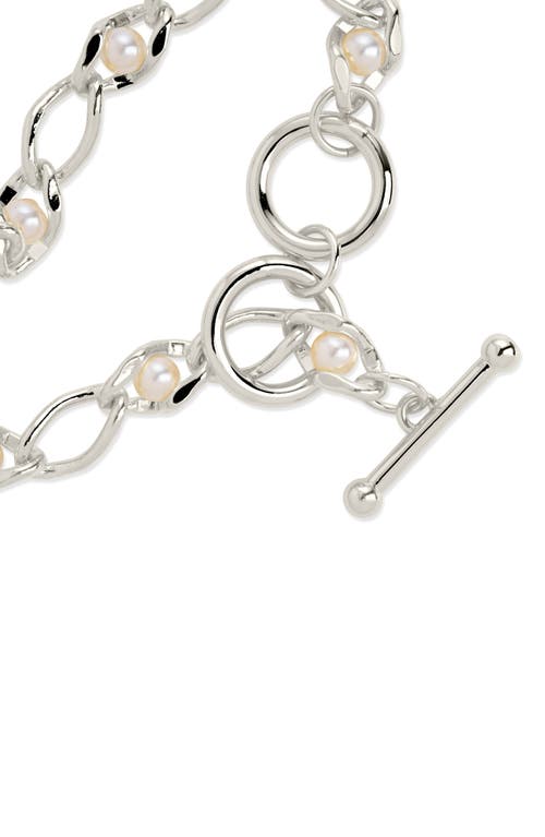 Sterling Forever 14k Gold Plated Amedea Synthetic Pearl Chain Bracelet In Silver