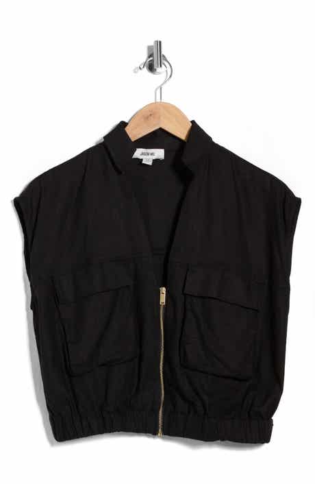 JASON WU Zip Front Linen Blend Crop Top