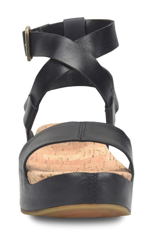 Kork-ease Yadira Ankle Strap Platform Sandal In Black Leather