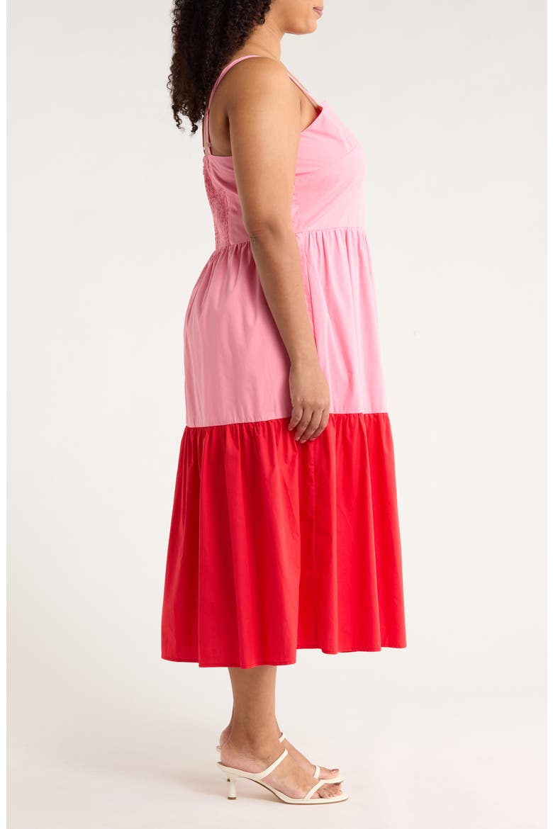 Rebekah Colorblock Cotton Midi Dress, Alternate, color, PINK-RED