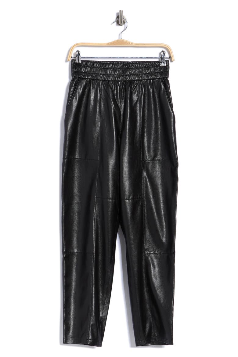 Faux Leather Joggers, Main, color, BLACK