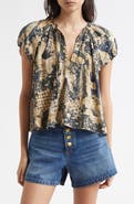 Ulla Johnson Issa Mixed Print Cotton Blend Top