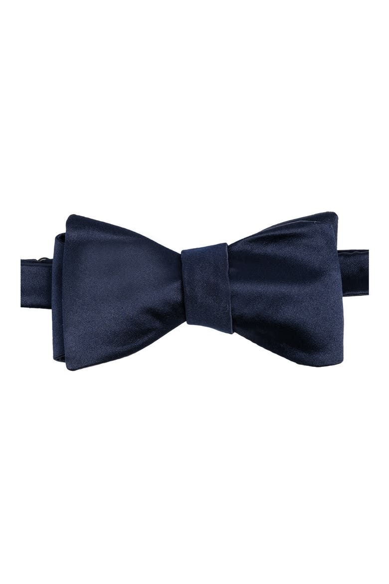 Men's Solid Satin Bow Tie, Main, color, NAVY